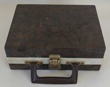 Vtg Cassette Tape Carry Case Brown Pleather Briefcase 16 Slot-BMI Made in USA