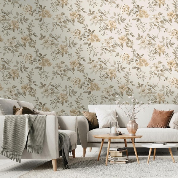 Holden Decor Vliestapete 14190 Beige Botanisch Washable Country Muster-image