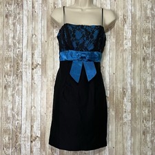 Vintage Elegant Black and BlueLace Dress Size M