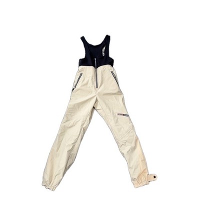 VTG Colmar 90's Womens Ski Bib Pants Snow Overalls Beige Black Deadstock