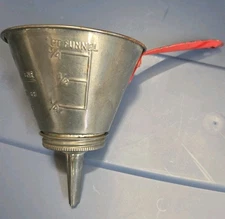 Vintage NESCO 1900-1949 "5 ARTICLES IN ONE" Strainer Funnel  w/ Red Handle
