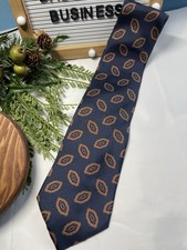 Andhurst Men’s Silk Necktie Blue Geometric Pattern Made in USA 57”