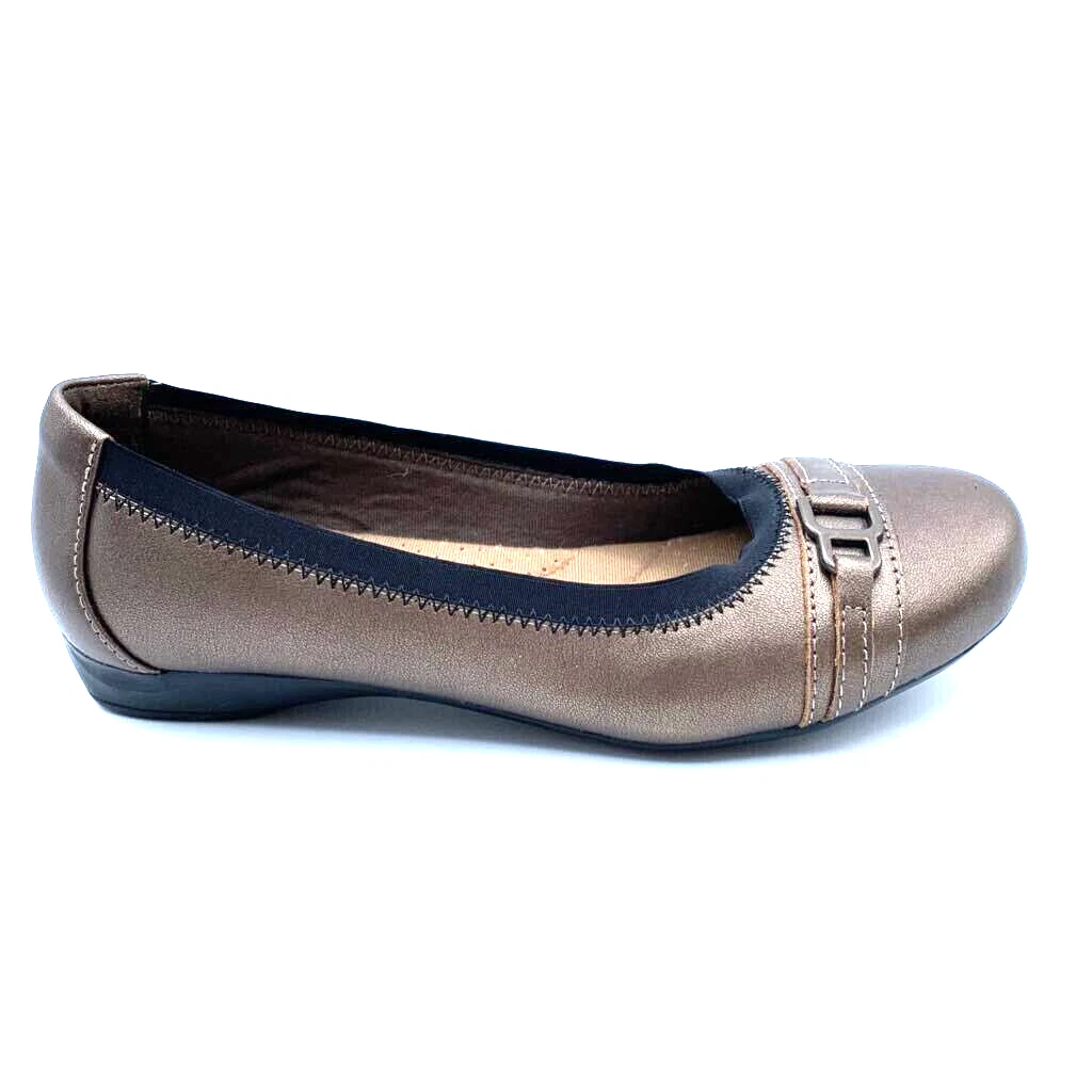Scarpe ballerine donna 6 M Clarks Kinzie pelle marrone slip on punta tonda