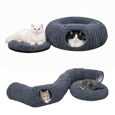 Ultra-Soft Cat Tunnel Bed - Soft Washable Cushion, Peekaboo Hideaway Cave for...