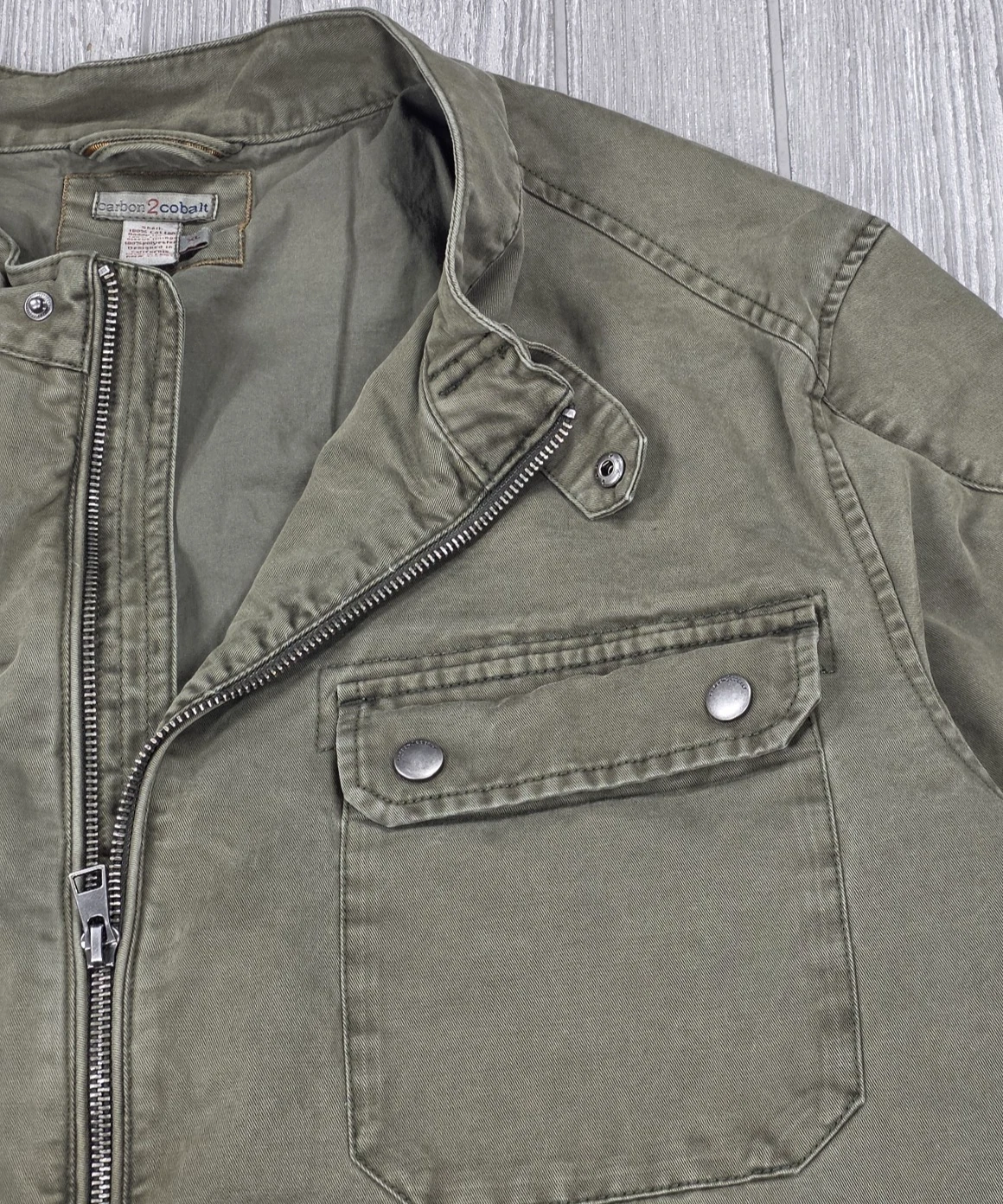Carbon 2 Cobalt Mens XL Olive Green Canvas Cotton Field Jacket Military Utility - product detail image 5