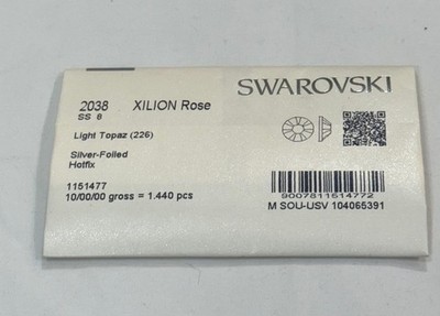 Swarovski 2038 SS8 Xilion Rose Light Topaz 226 Silver Foield HotFix (10 gross)