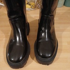 SCHUH Vegan Friendly Worn once Black patent look Boots Size EU37 UK 4