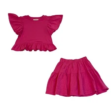 Tucker + Tate Girls Fuchsia Ruffle Top & Skort Set Size 5