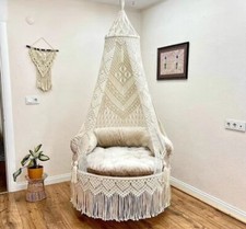 Silla Colgante De Algodón Para Niños – Con Cojín Inflable Y Gancho, Aguanta 175 Lb, Colores Rojo/azul/verde, 70x150 Cm, Para Interior Y Exterior