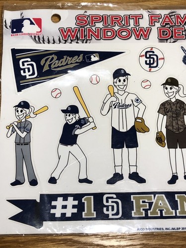 San Diego Padres Family Spirit Decal Sheet Window Stickers Auto Decals Baseball - Picture 2 of 4