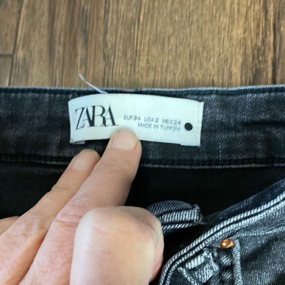 Zara Women's Black Straight Jeans Size 2 Raw Hem Denim 0805 eBay