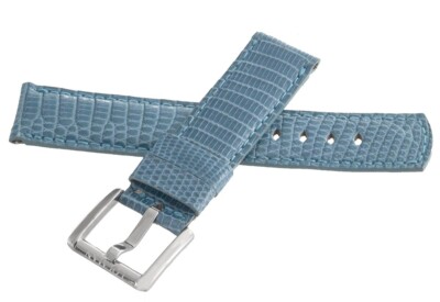 LOCMAN 21MM x 20mm Light Blue Leather Silver Buckle Band