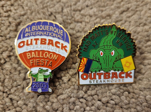 2 Outback Steakhouse Pins Hot Air Balloon Fiesta New Mexico, Mad Matt's Service