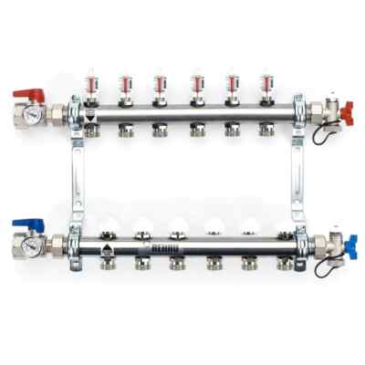 REHAU Stainless Steel PRO-BALANCE Radiant Heat Manifold- 6 Circuit (381106-001)