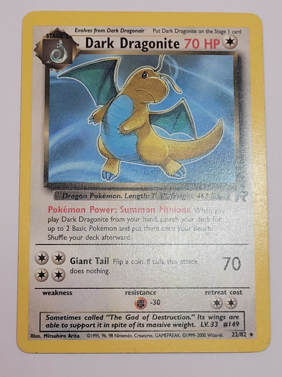 Dark Dragonite Pokemon Card - Team Rocket 22/82 - Rare - NM
