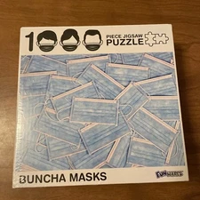1000pc Puzzle 27"x19" Sealed "Buncha Masks" By Funwares # UTU-3-GI-0233 Sealed