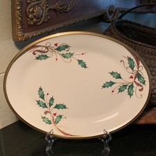 Lenox Holiday Nouveau Gold 13 3/4" Oval Serving Platter USA Tags  Box Pristine