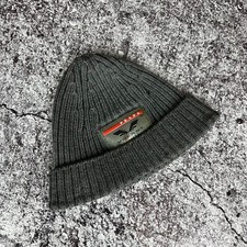 Prada Beanie Hat Cap Big Logo Gray Size - One Size