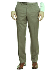 NWT 195 JACK VICTOR OLIVE GREEN Flat Front SPENCER Wool Dress Pants 33 Unhemmed