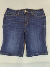 Seven7 Short Women's 12 Sunset Burmuda Medium Wash Stretch Denim Blue