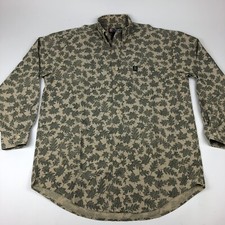 VTG Chaps Ralph Lauren Mens Long Sleeve Button Down Shirt Leaves Fall All Over