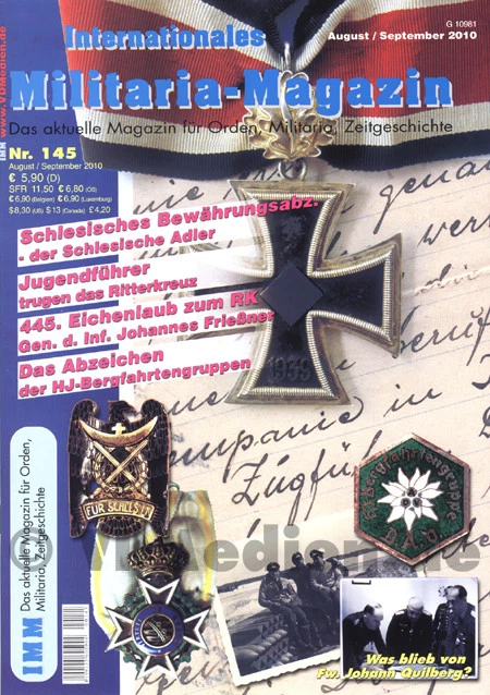 Internationales Militaria-Magazin IMM 145 Ritterkreuz Schlesischer Adler HJ 2.WK - Bild 1 von 1