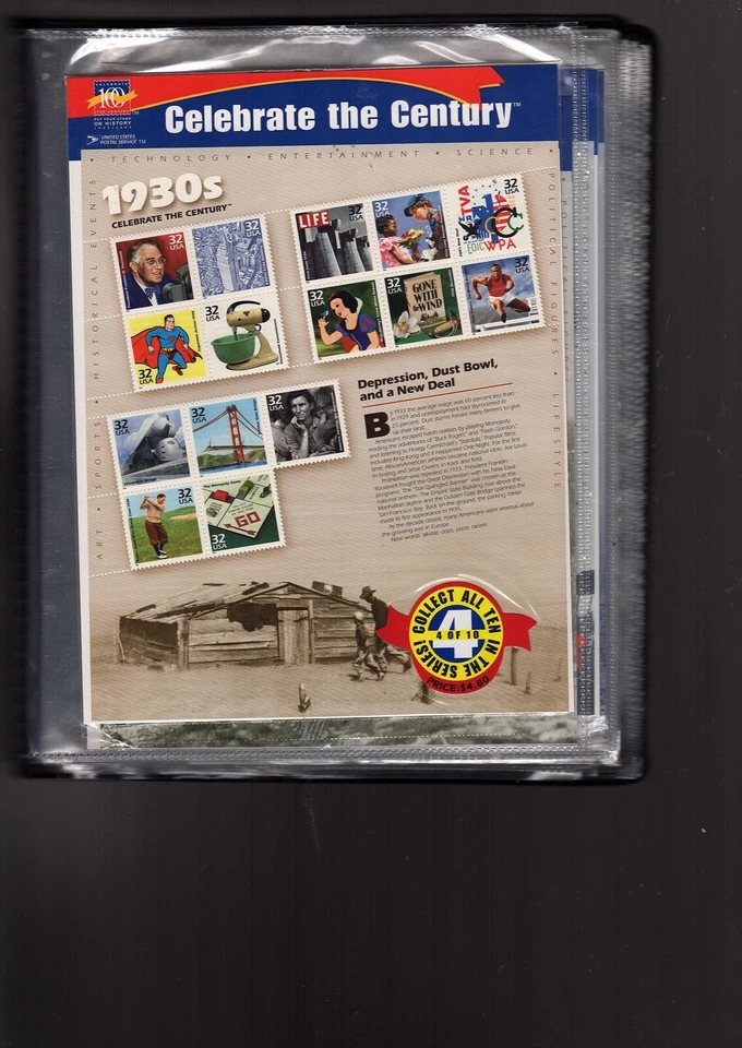 Celebrate the Century  US Stamps  Scott 3182-91   1900s-1990s CV $265 (bb17 - Image 4 of 4