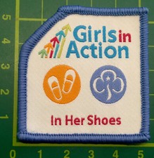 Girls In Action In Her Shoes Badge Patch Girlguiding Guide Sew On Camp Blanket