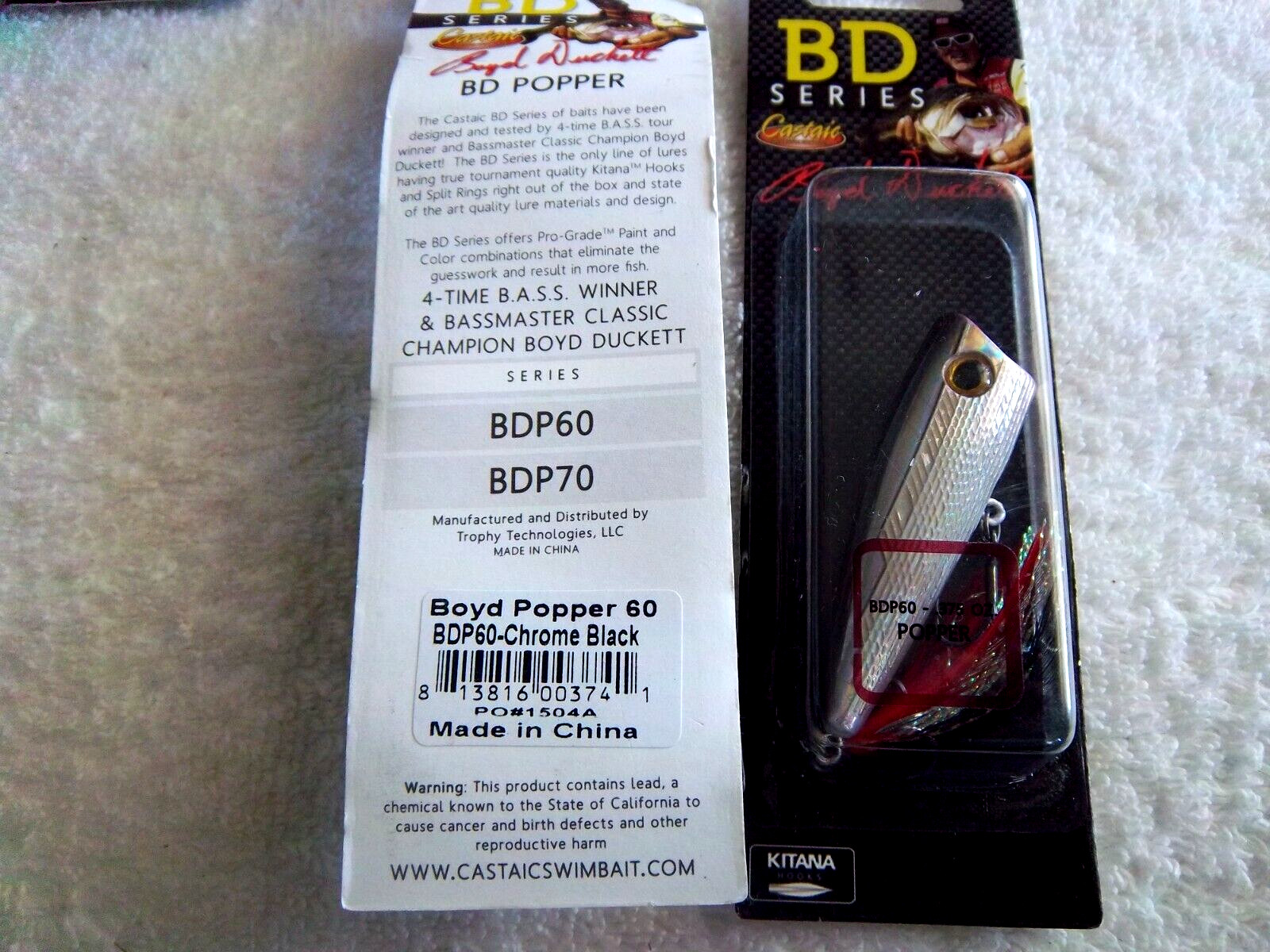 (LOT OF 2)-BOYD Duckett BDP-60 Poppers 2-3/8” & 3/8 oz in CHROME BLACK COLOR - Image 2