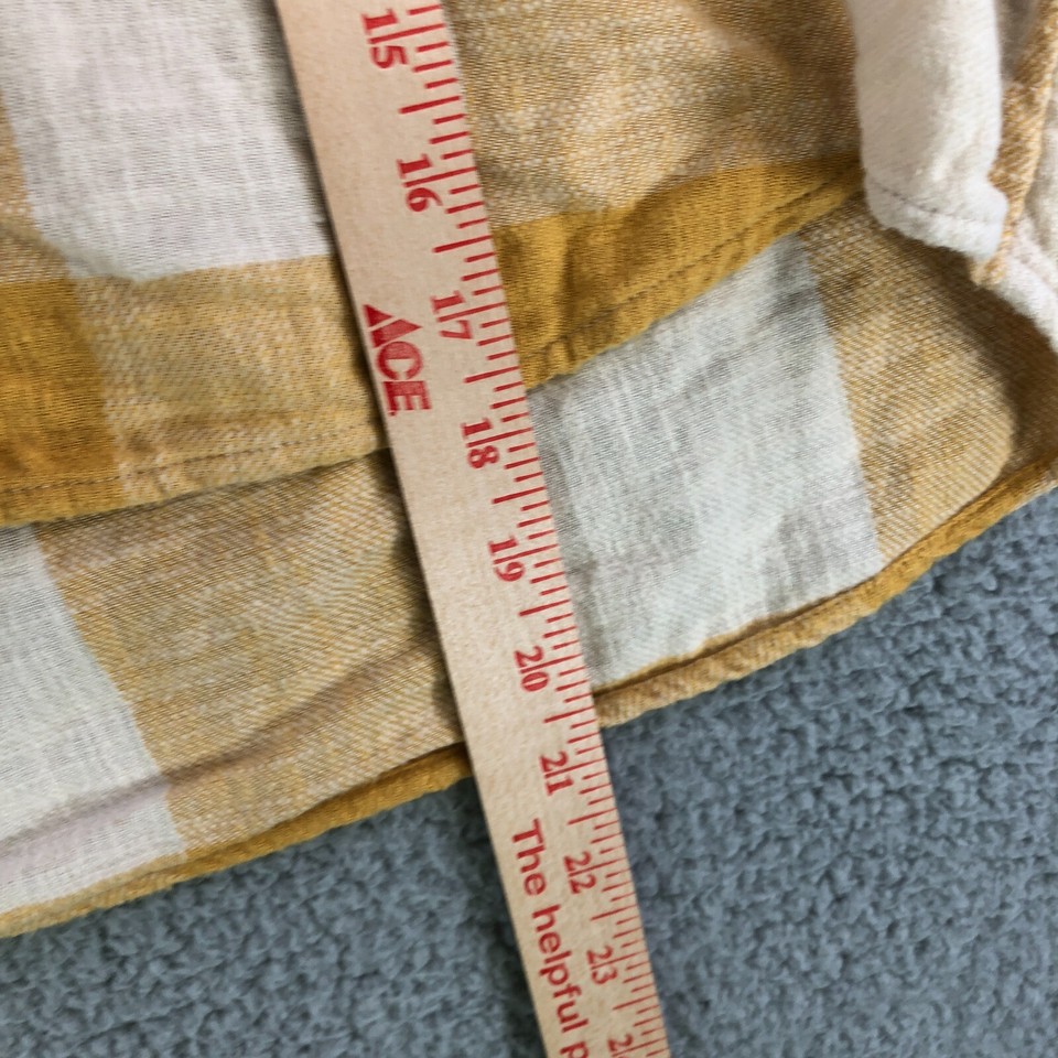 American Eagle Shirt Womens Small White Yellow Hoodie Button Up Flannel