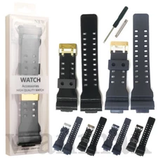 Black Rubbe Strap For Casio GA-100 GA-110/120/140 GA-400 GD-110 Watch Band 16mm