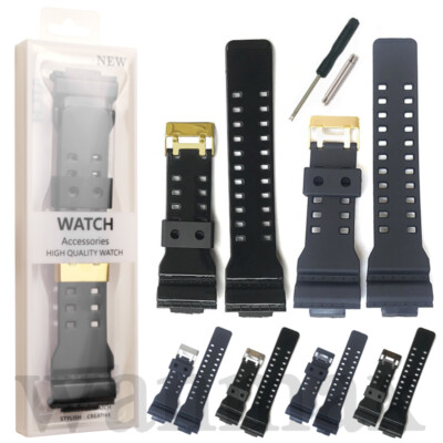 Black Rubbe Strap For Casio GA-100 GA-110/120/140 GA-400 GD-110 Watch Band 16mm