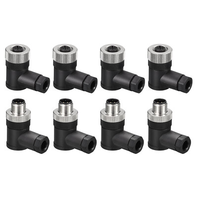 4 Pin M12 Stecker und Weiblich Luftfahrt Draht Steckverbinder 4 Set Biegen Typ