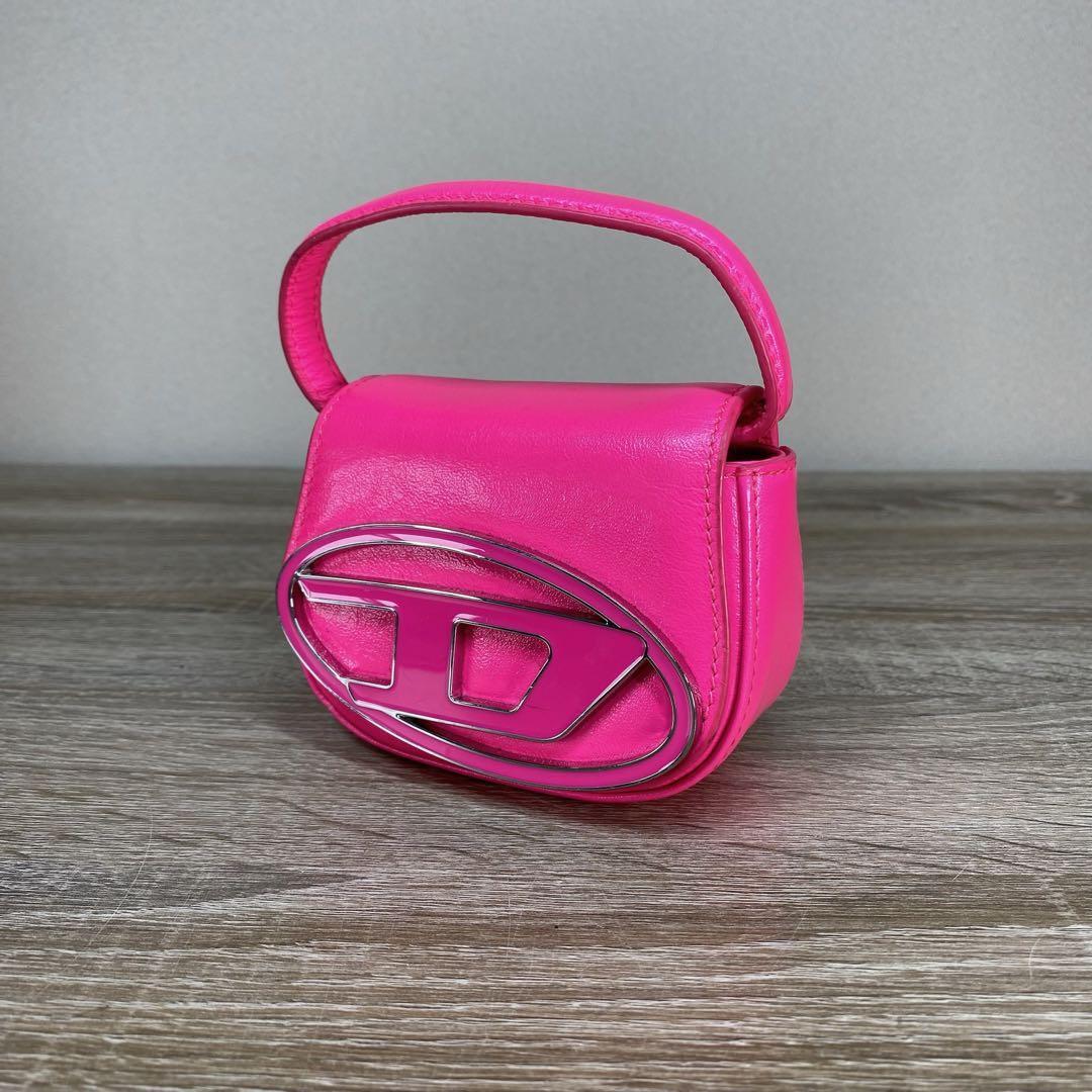 Diesel Women 1Dr Xs Glitter Mini Shoulder Bag Pink 9x12x5cm Luxury 