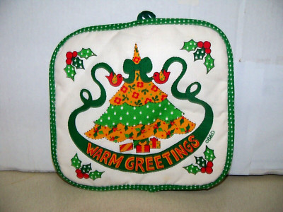 Warm Greetings Christmas X-mas Holiday Pot Holder - 8.5 x 8 inches