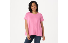 Laurie Felt Knit Asymmetric Tee-Rose-Large A352575 NEW