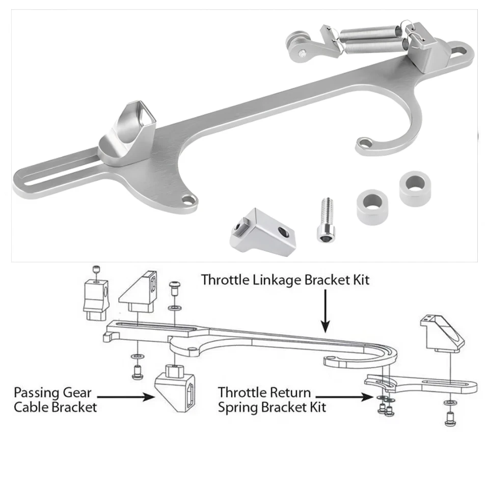 Aluminum Throttle Cable Carb Bracket Sliver For Holley 4150 4160Carb 350 400 SBC - Image 2 of 4