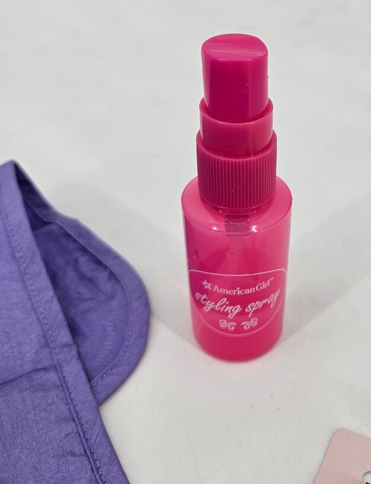 American Girl Hair Care Kit Perm Rods Cape Bobby Pins Spray Bottle eBay