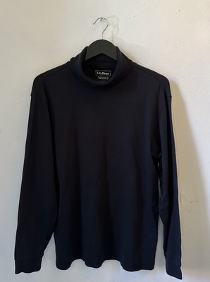 L.L. Bean Mock Neck Shirt Mens S Blue Long Sleeve Cotton Casual Classic