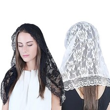 NEW Lace Mantilla Catholic Veil Church Chapel Head Covering Latin Mass white