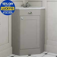 Corner Bathroom Vanity Unit Basin Sink Traditional Cabinet Furniture Grey 580mm
