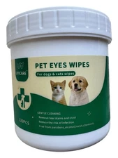 Pet Eye Wipes Gentle & Safe Cleaning for Dogs & Cats - 120 Count - Ex: 4/26