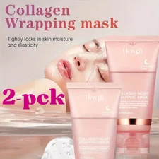 2 Pack Collagen Overnight Wrapping Peel Off Facial Mask Renewal Night Skin Care