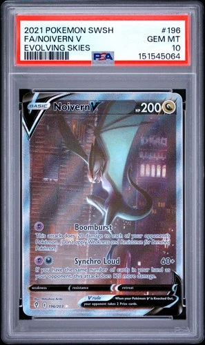 2021 POKEMON SWORD & SHIELD EVOLVING SKIES #196 FULL ART/NOIVERN V PSA 10