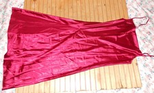 Vtg Glossy Soft Silky Red w/Slit Glamorous Satin Nightgown Sz Large 51" Lng
