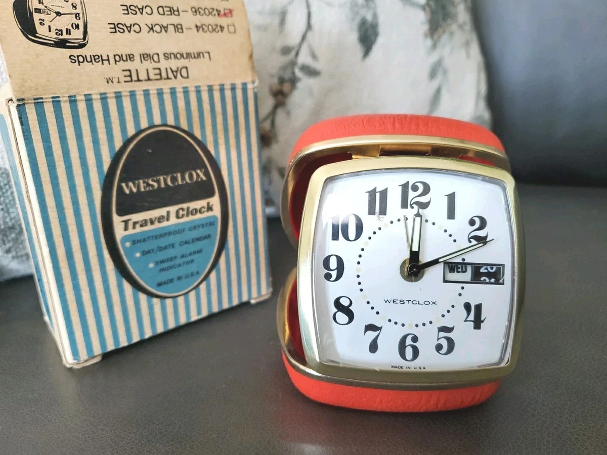 Réveil Vintage Westclox 4535 – Années 80, Mécanique à Remonter, Alarme, Noir
