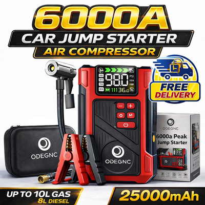 #ad 6000A Car Jump Starter with Air Compressor Portable Battery Booster 12V Jump Box $49.99