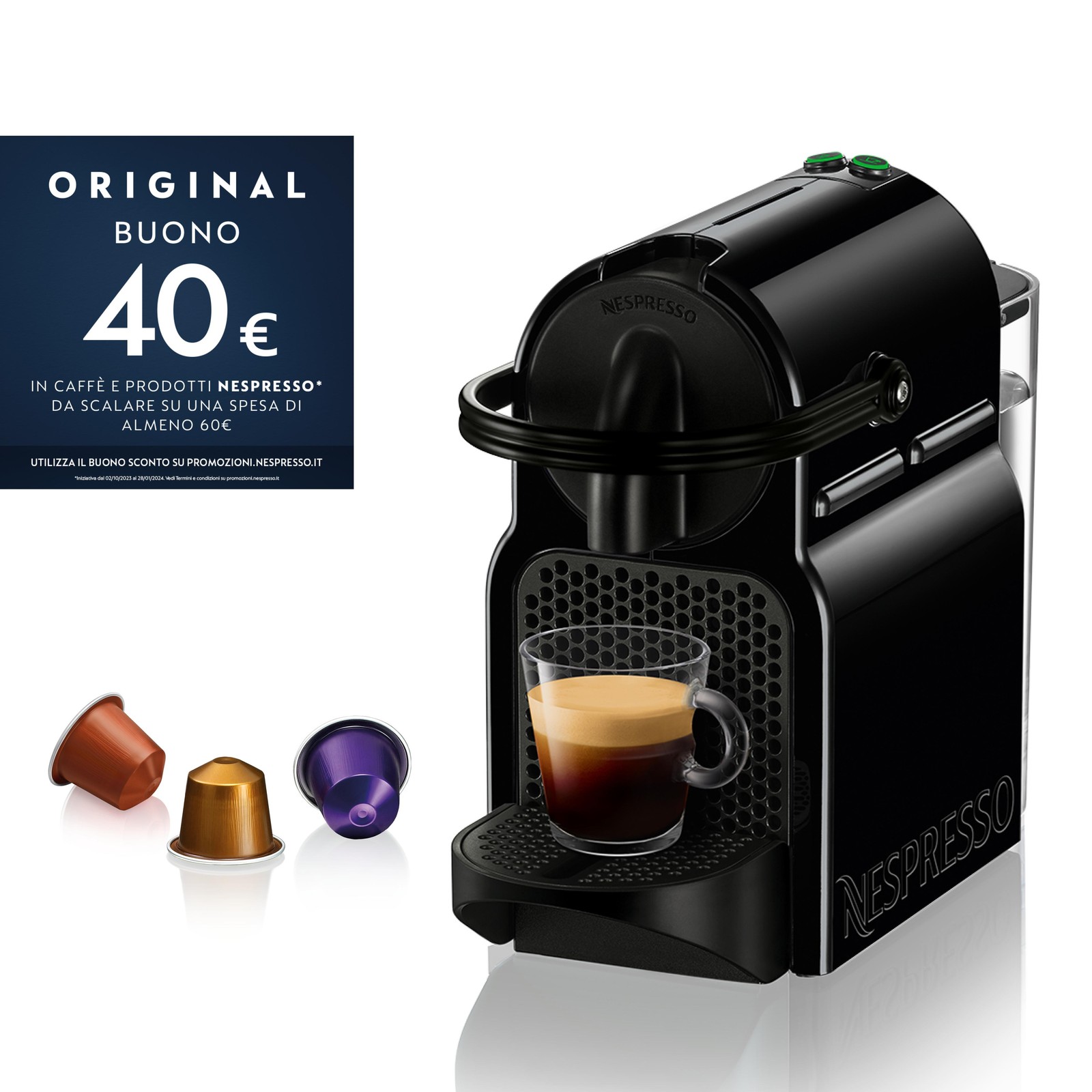 De'longhi Black Nespresso Inissia En 80.B Coffee Pod Machine (Delonghi) - Image 2