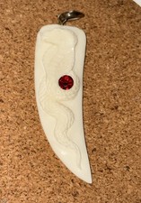 Snake Cobra Pendant Jewelry Sajen Bone Antler With Crystal  Silver Hook 2.5  