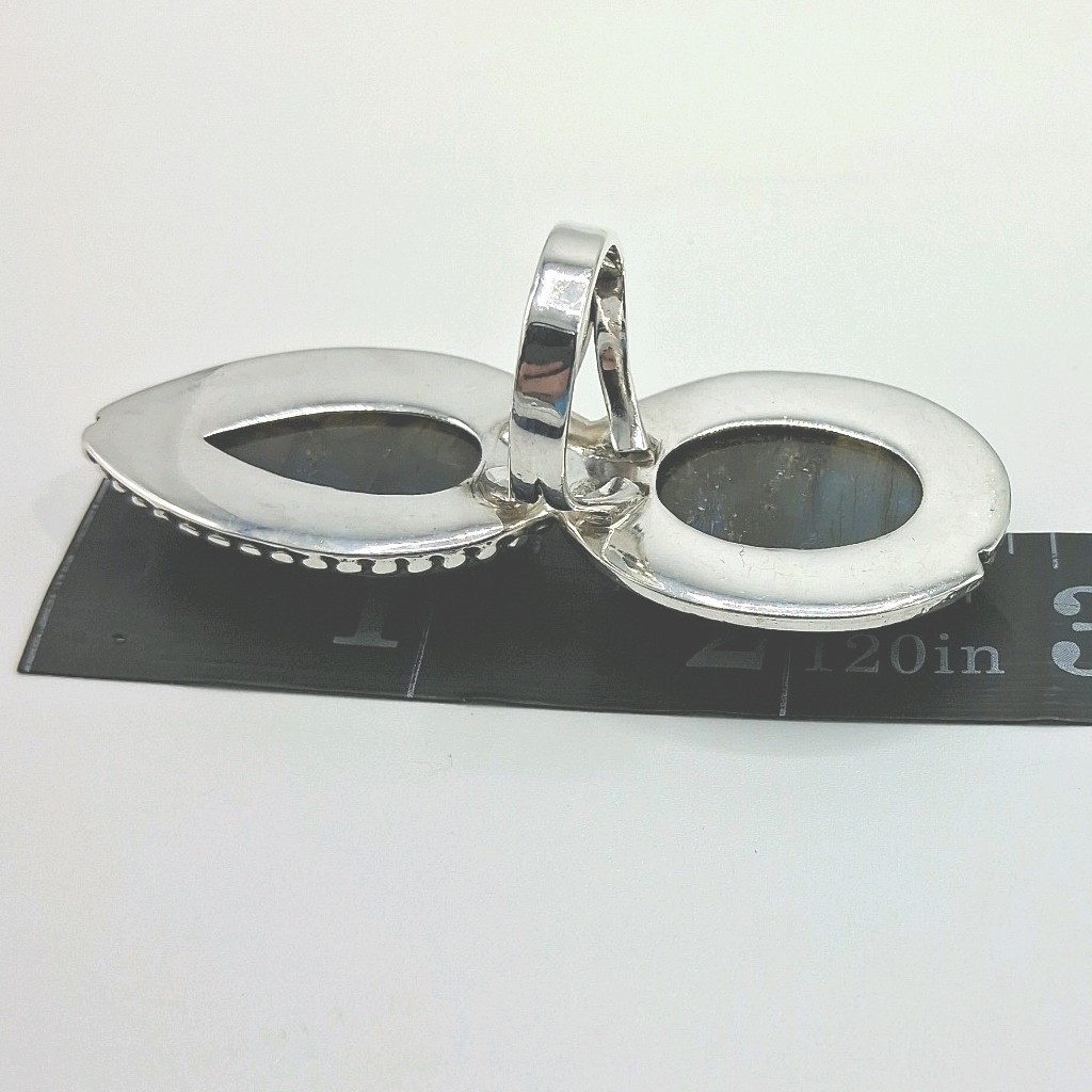 Large Double Labradorite Stone Solid 925 Sterling… - image 13